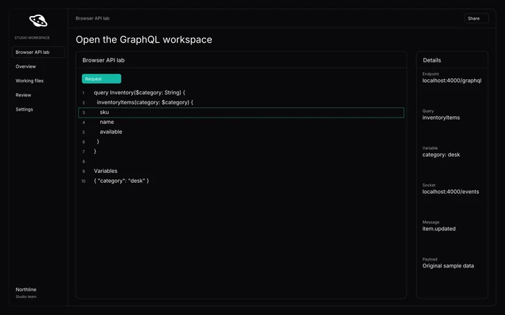 Hoppscotch: Open the graphql workspace