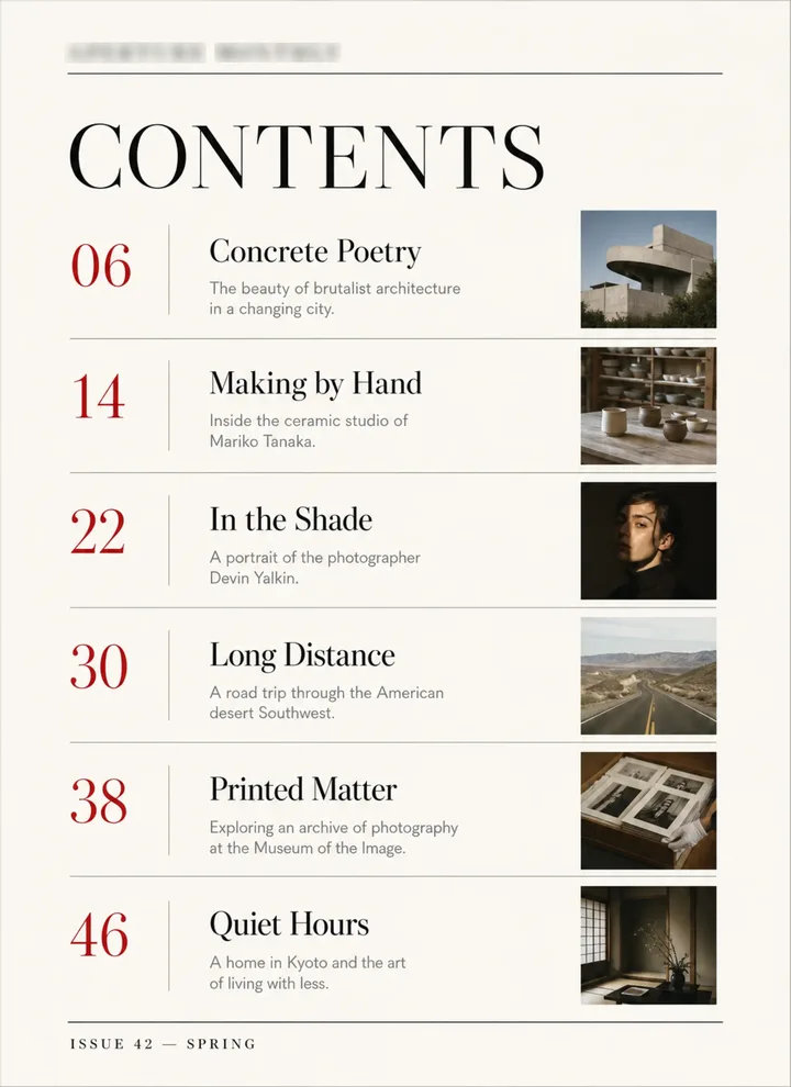 APERTURE MONTHLY: APERTURE MONTHLY editorial spread showing cover, typographic hierarchy and page layout.