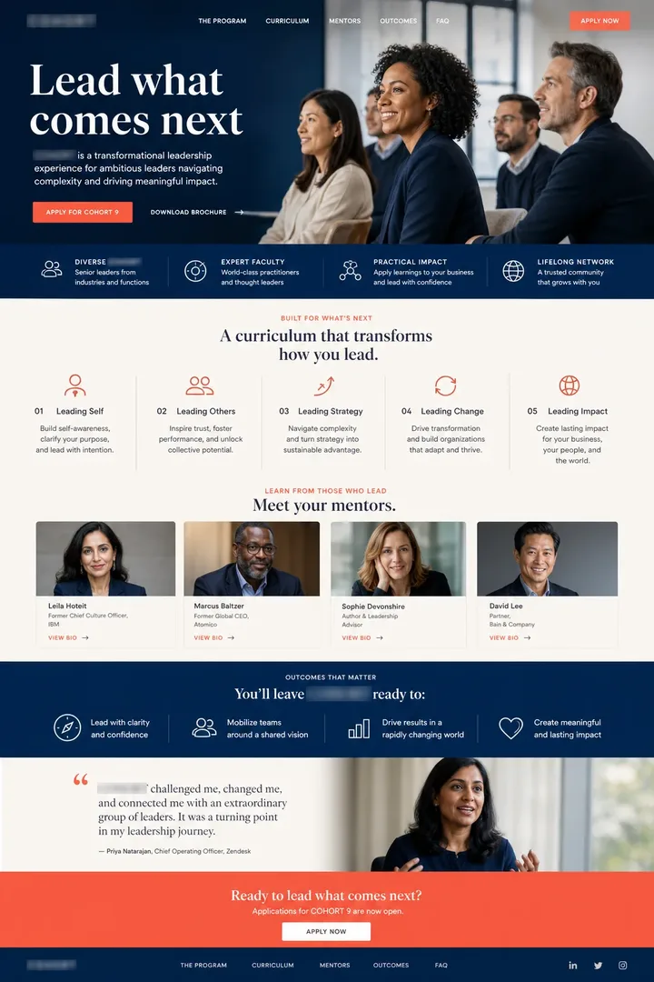 COHORT: COHORT landing page design showing hero, proof sections and call to action.