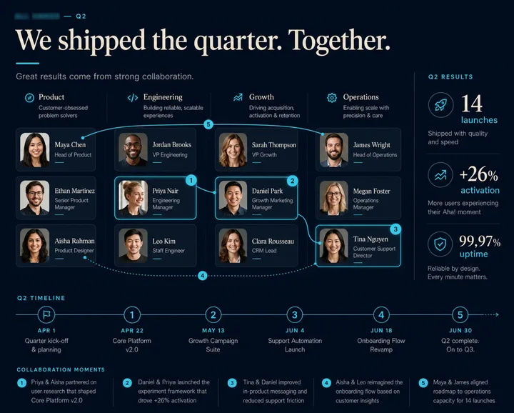 ALL HANDS: ALL HANDS presentation slides showing title, content and summary layouts.